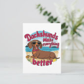 Carte Postale Les dachshunds améliorent tout (Debout devant)
