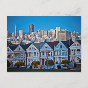Carte Postale Les Dames Peintes & Skyline   San Francisco, CA