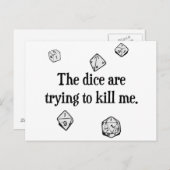 Carte Postale Les dés essaient de me tuer (Devant / Derrière)
