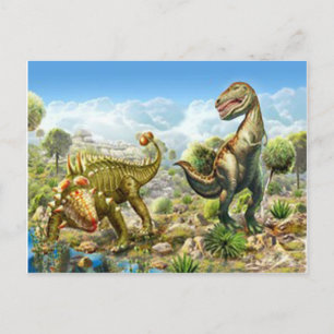 Carte Postale Les dinosaures combattent Anklosaurus et Tyrannosa