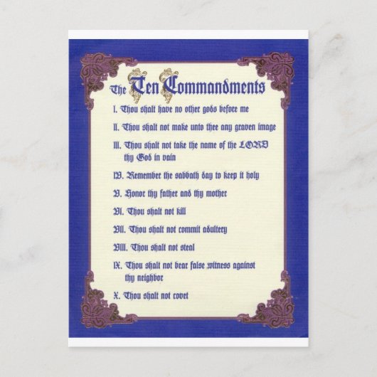 CARTE POSTALE LES DIX COMMANDEMENTS (Devant)