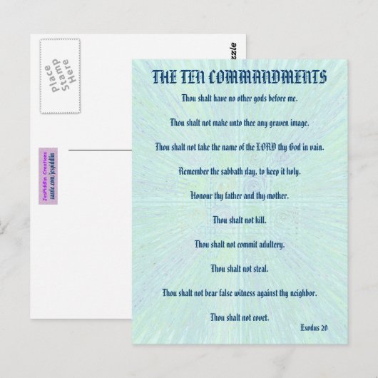 Carte Postale Les Dix Commandements Aqua Splash Postcard (Devant / Derrière)