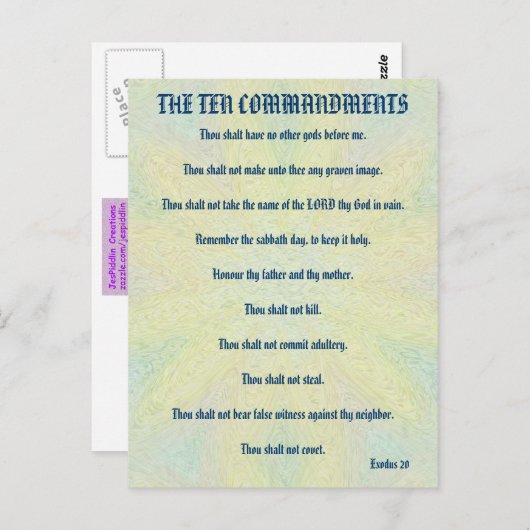 Carte Postale Les Dix Commandements Pastel Floral (Devant / Derrière)