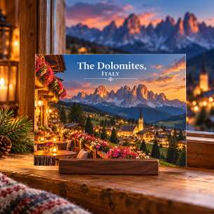 Carte Postale Les Dolomites Italie Coucher de soleil Village Alp