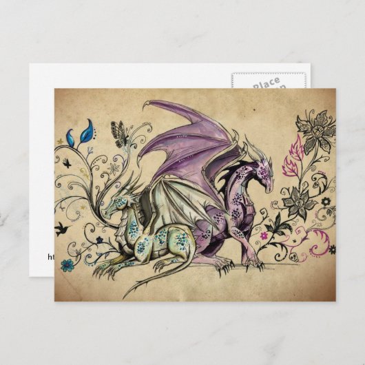 Carte Postale Les dragons fleuris - (Devant / Derrière)