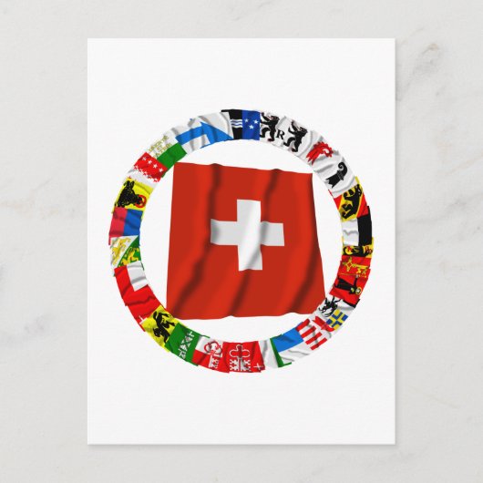 Carte Postale Les drapeaux des cantons de Suisse (Devant)