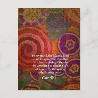 Carte Postale Les droits des animaux inspirants de Gandhi citent