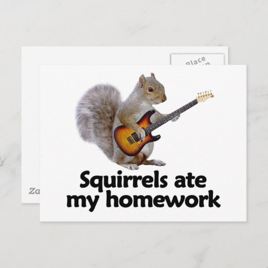 Carte Postale Les écureuils ont mangé mes devoirs (Devant / Derrière)