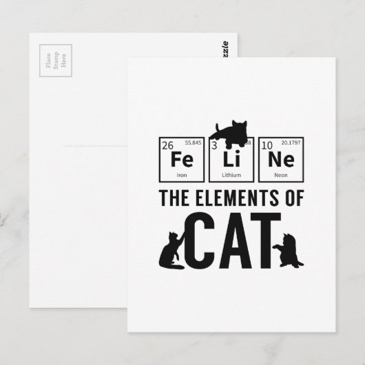 Carte Postale Les Éléments Du Chat (Devant / Derrière)