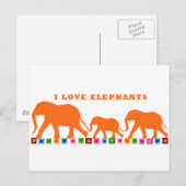 Carte Postale Les éléphants d'orange marchent (Devant / Derrière)