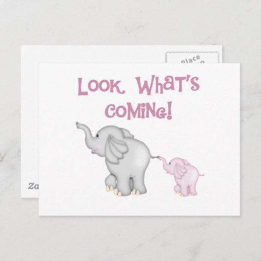 Carte Postale Les éléphants roses regardent ce qui arrive (Devant / Derrière)