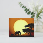 Carte Postale Les éléphants Safari au coucher du soleil (Debout devant)