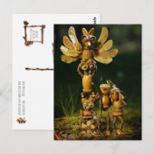 Carte Postale Les elfes de cacre jouent indien. Camping d'été (Devant / Derrière)