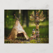 Carte Postale Les elfes de cacre jouent indien. Camping d'été (Devant)