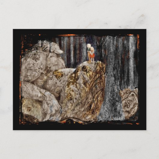 Carte Postale Les enfants avec le troll de pierre (Devant)