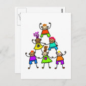 Carte Postale Les enfants de travail d'équipe (Devant / Derrière)