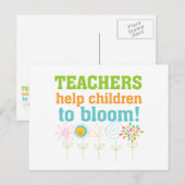 Carte Postale Les enseignants aident les enfants à fleurir (Devant / Derrière)