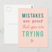 Carte Postale Les erreurs sont la preuve d'essayer Citation Moti (Devant / Derrière)