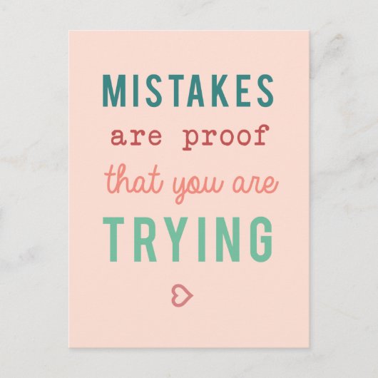 Carte Postale Les erreurs sont la preuve d'essayer Citation Moti (Devant)
