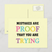 Carte Postale Les Erreurs Sont La Preuve Que Vous Essayez (Devant / Derrière)