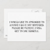 Carte Postale les excuses (Devant / Derrière)