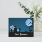 Carte Postale Les fantômes d'Halloween au cimetière (Debout devant)