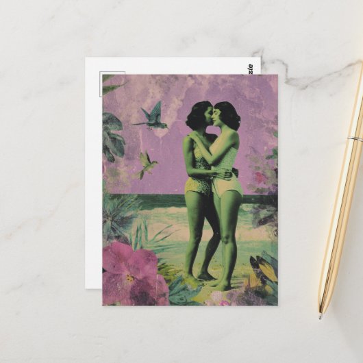 Carte Postale Les femmes à la plage qui disent des secrets (Devant/Arrière en situation)