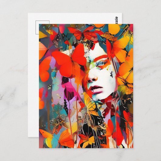 Carte Postale Les femmes face aux papillons (Devant / Derrière)