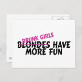 Carte Postale Les Filles Drunk Ont Plus De Plaisirs (Devant / Derrière)