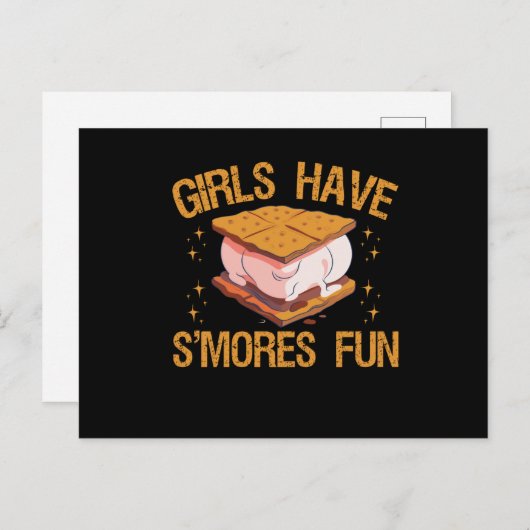 Carte Postale Les Filles Ont Plus Amusant Amusant Camping Voyage (Devant / Derrière)