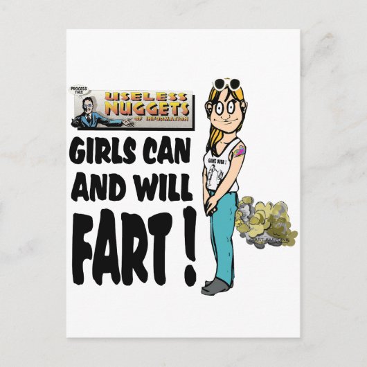 Carte Postale Les filles peuvent et veulent péter (Devant)