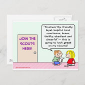 Carte Postale les filles scout de garçon joignent le grand (Devant / Derrière)