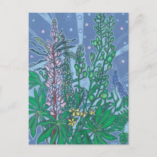 Carte Postale Les Fleurs Bluebonnet Fleurissent Floral Pastel Pe (Devant)