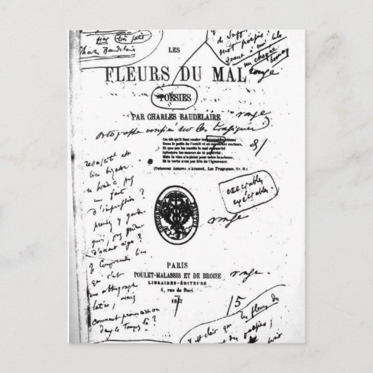 Carte Postale Les Fleurs du Mal 2 - Baudelaire (Devant)