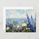 Carte Postale Les fleurs et la peinture sur la mer (Devant / Derrière)