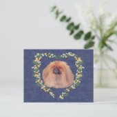 Carte Postale Les fleurs orange de Pekingese (Debout devant)
