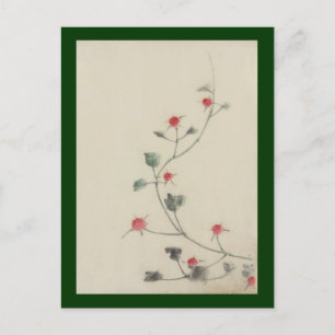 Carte Postale Les fleurs rouges sur la vigne Hokusai Art japonai