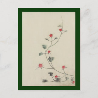Carte Postale Les fleurs rouges sur la vigne Hokusai Art japonai