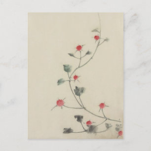 Carte Postale Les fleurs rouges sur la vigne Hokusai Art japonai