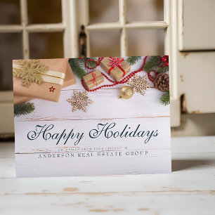 Carte Postale Les flocons de neige et le pin   Voeux de vacances