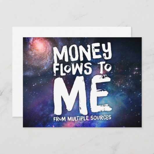 Carte Postale Les flux d'argent vers moi Droit d'attraction (Devant / Derrière)