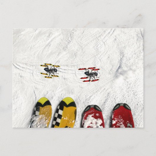 Carte Postale Les fourmis à ski (Devant)