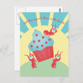 Carte Postale Les fourmis transportant un gâteau (Devant / Derrière)