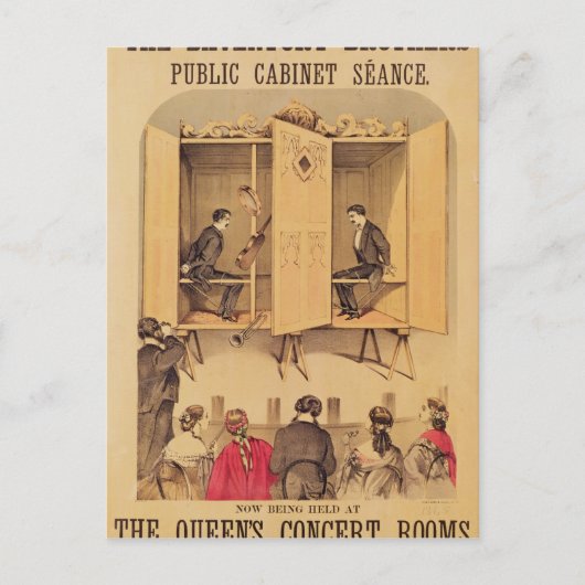 Carte Postale Les frères Davenport, affiche de Seance, 1865 (Devant)