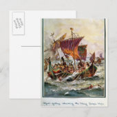 Carte Postale Les galeries d'Alfred attaquant le dragon viking (Devant / Derrière)