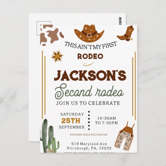 Carte Postale Les garçons ne sont pas mon premier rodéo Cowboy 2 (Devant / Derrière)