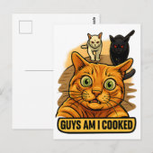 Carte Postale Les gars, je suis cuit ? Mème de chat drôle, réact (Devant / Derrière)