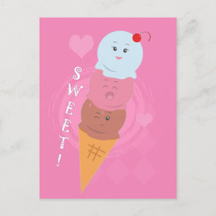 Carte Postale Les gâteaux sucrés - Cone de crème glacée!