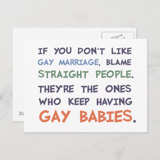 Carte Postale Les Gays Ont Des Bébés Gays (Devant / Derrière)