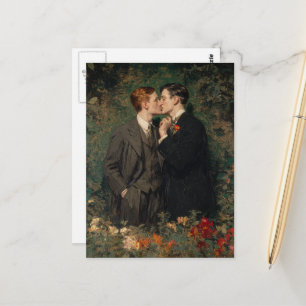 Carte Postale Les gays s'embrasser dans un jardin
